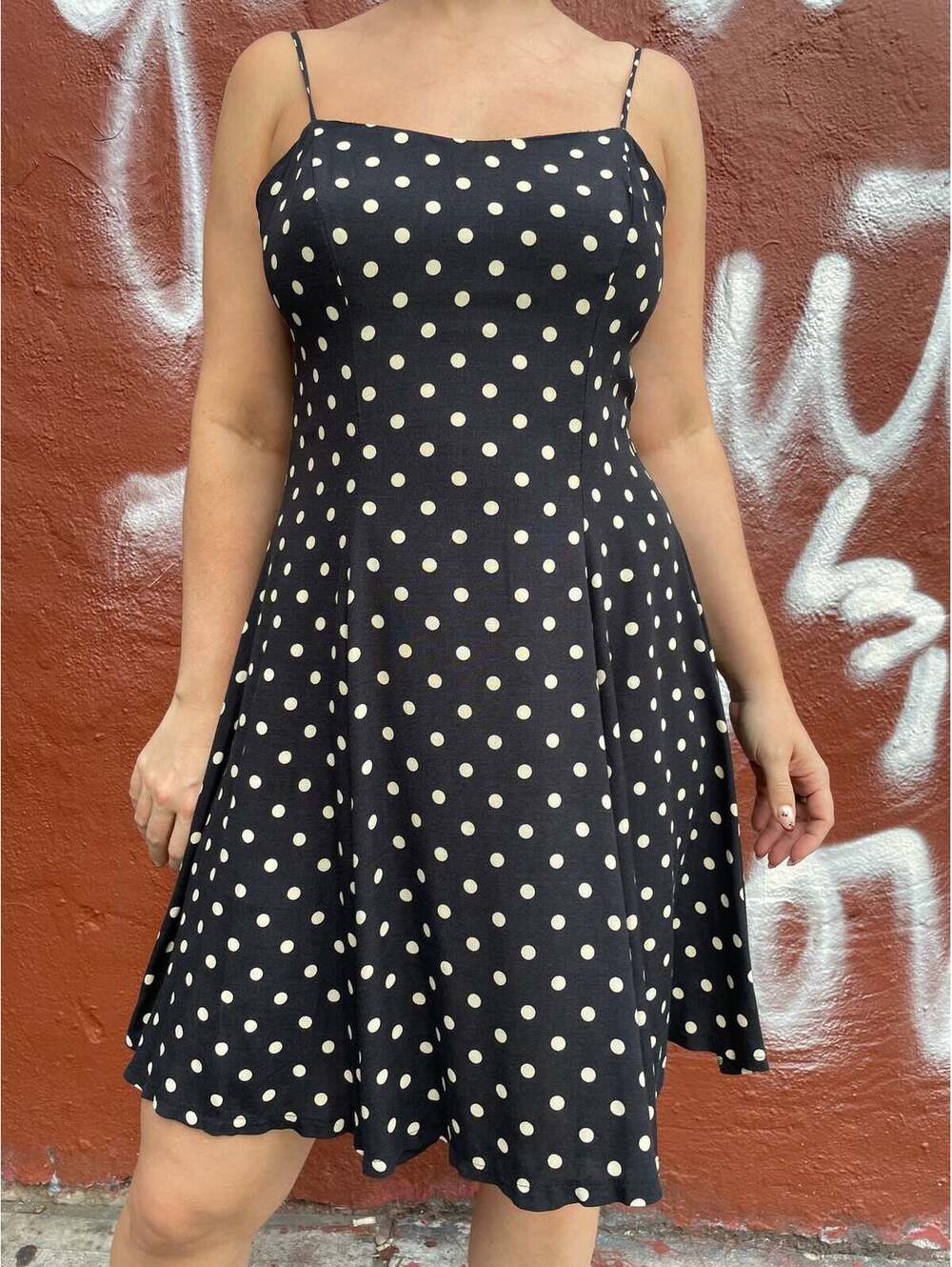 Black/Tan Polka Dot Dress